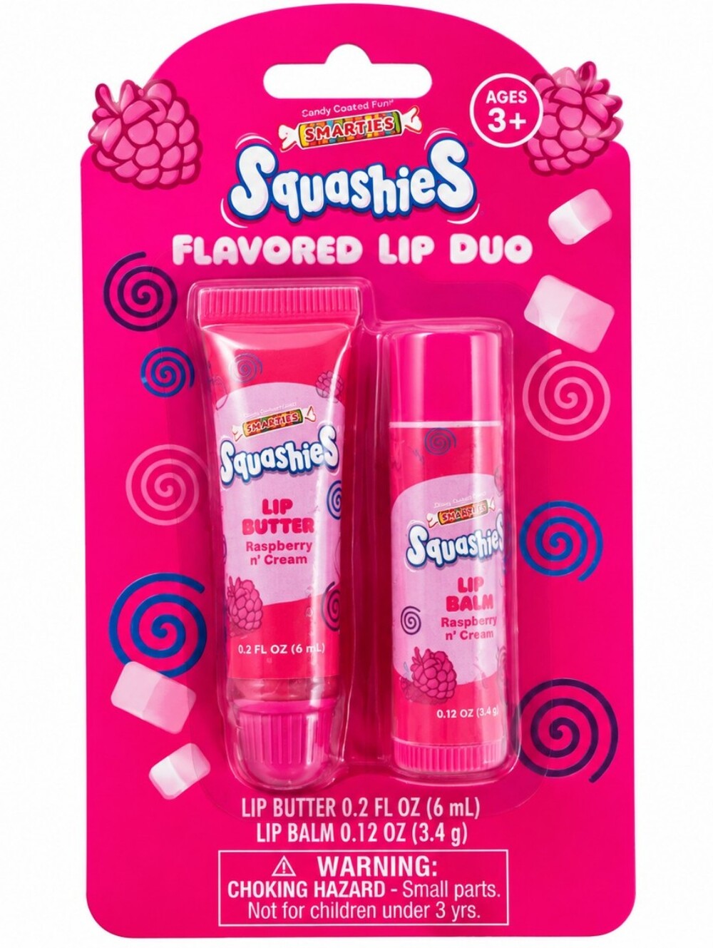 SMARTIES Squashies Flavored Lip Duo Rasberrry ' Cream Lip Butter + Lip Balm